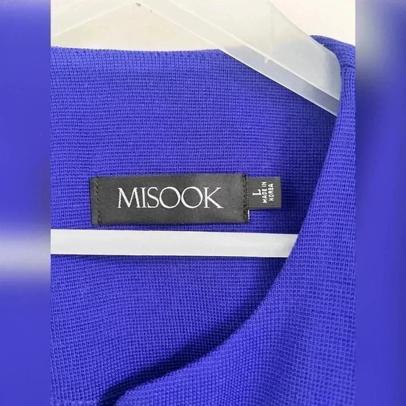MISOOK Blue Open Blazer Button-Front Textured Knit Jacket LIKE NEW Size L - Picture 2 of 5
